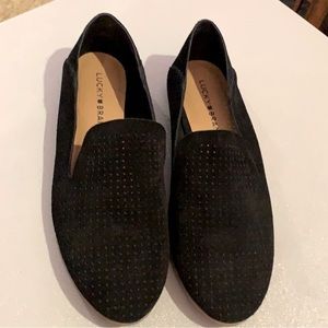 Black Lucky Brand Caldyn Loafers | Perforated Suede | Size 8.5 | Great Condition